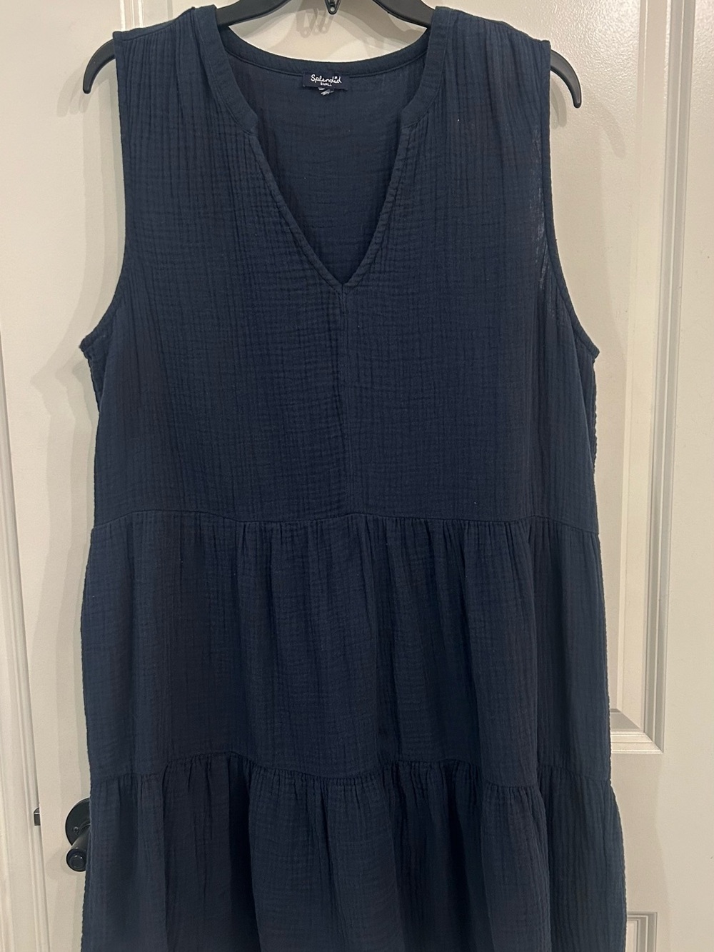 Splendid Navy Sleeveless Tiered V-Neck Dress